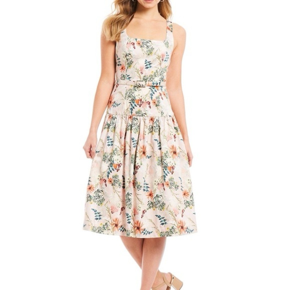 Antonio Melani Midi Light Pink Floral Dress 8 NWT